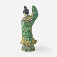 A large Chinese famille verte-decorated porcelain figure of a dancing meiren 素三彩大瓷塑美人 Late 19th to early 20th century ???????????