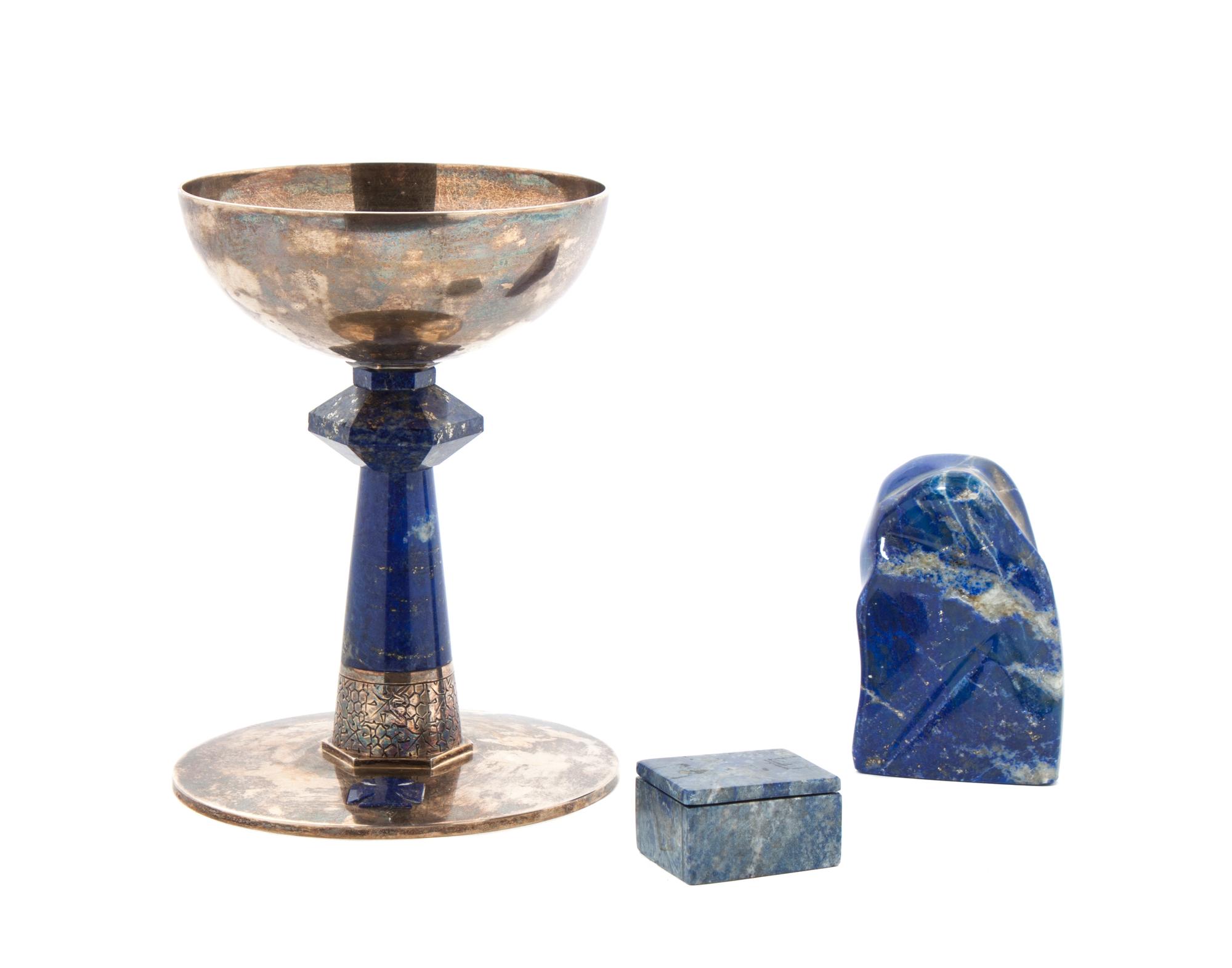 A Lapis Lazuli Chalice Height 6 7/8 inches.