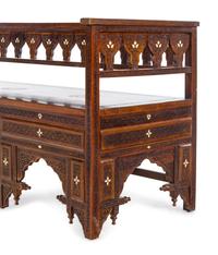 A Syrian Mother-of-Pearl Inlaid Walnut Bench