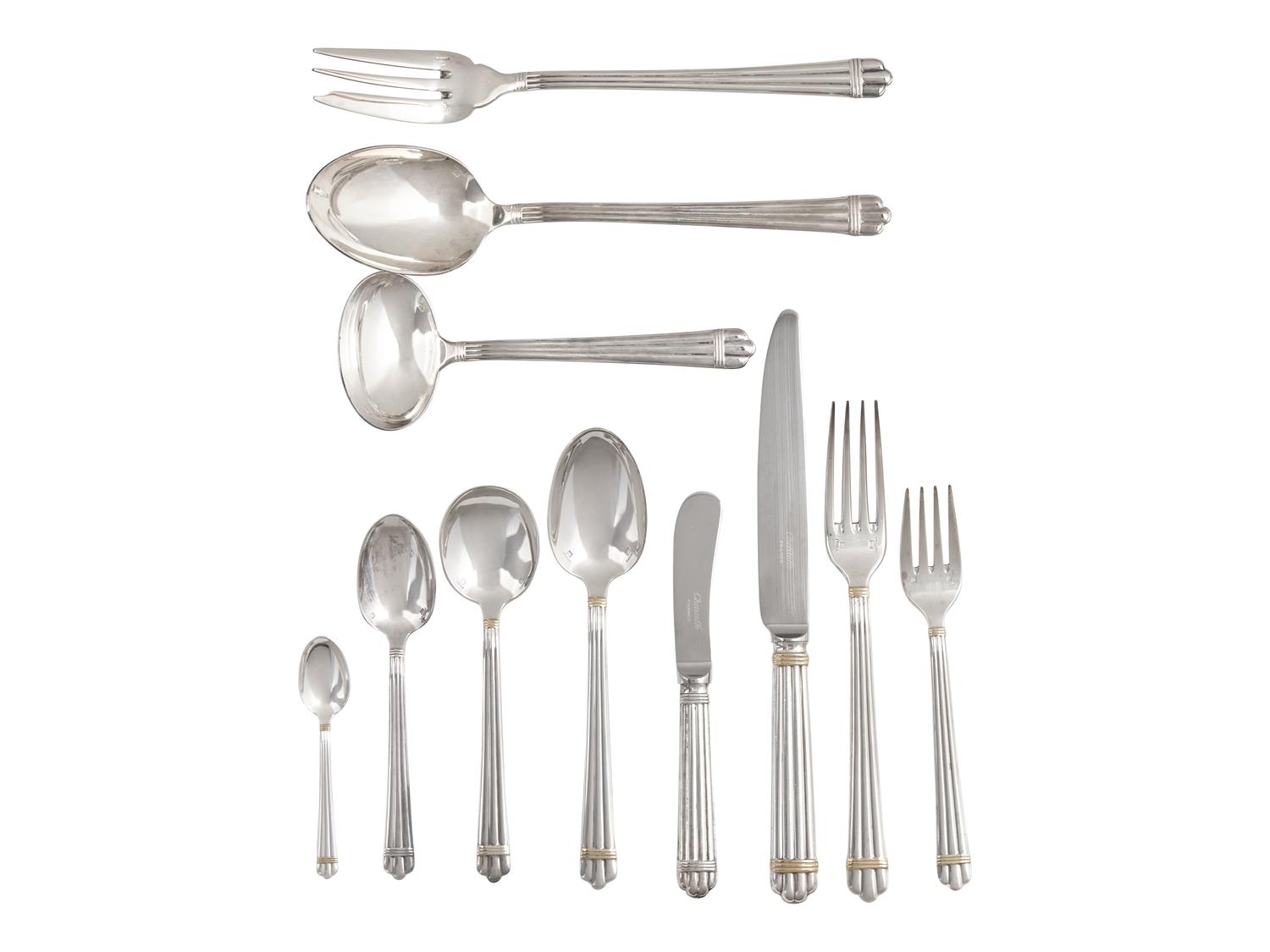 A Christofle Parcel Gilt Silver-Plate Flatware Service