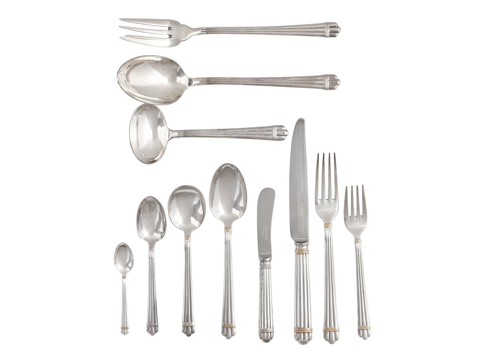 A Christofle Parcel Gilt Silver-Plate Flatware Service
