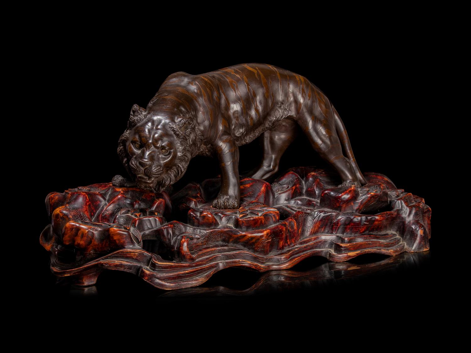A Bronze Okimono of A Tiger