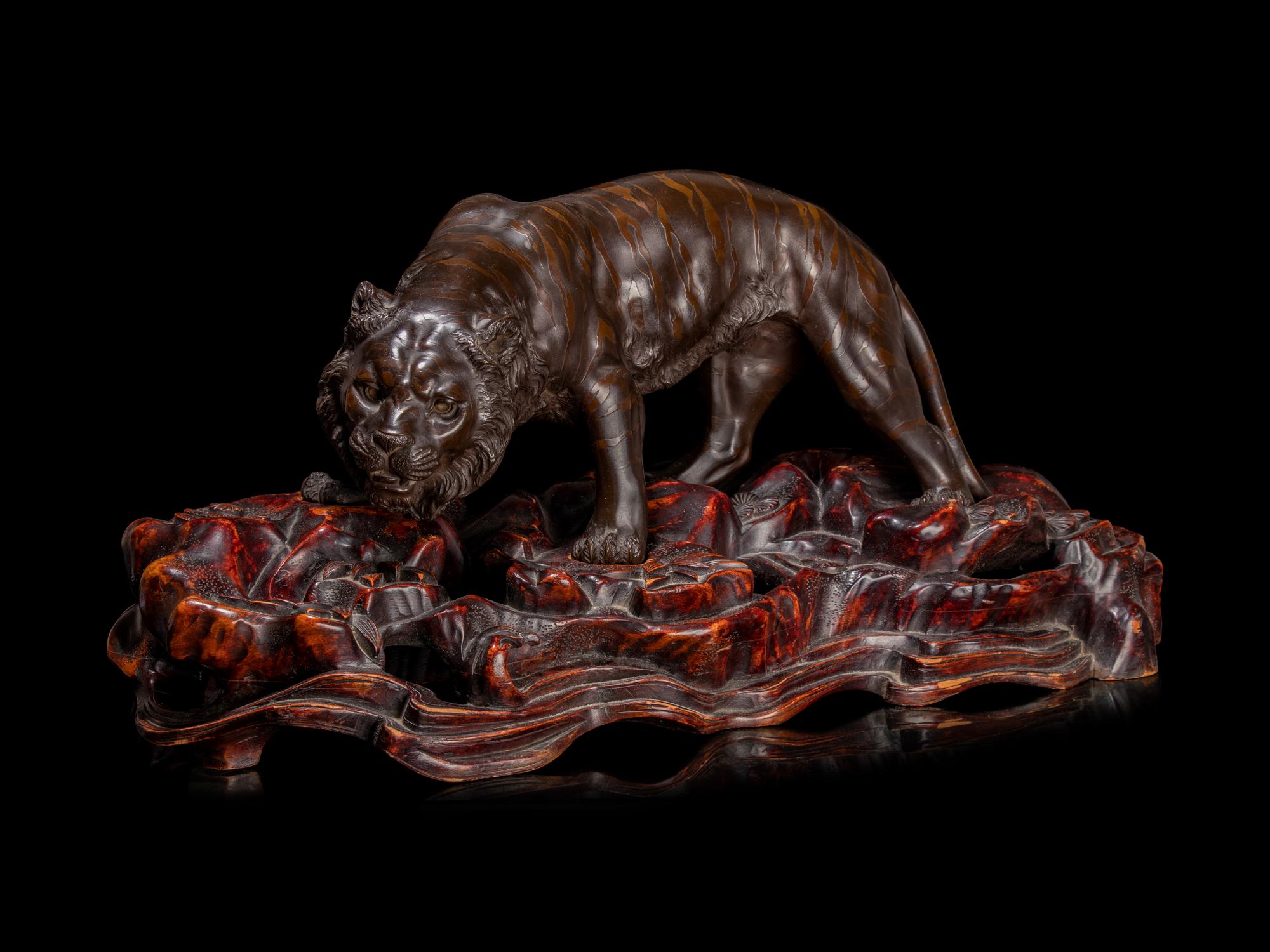 A Bronze Okimono of A Tiger