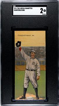 A 1911 Mecca Cigarettes T201 Ty Cobb / Crawford Double Folder Baseball Card (SGC 2 GOOD)