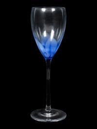 Nine Blue and Clear Glass Wine Stems
