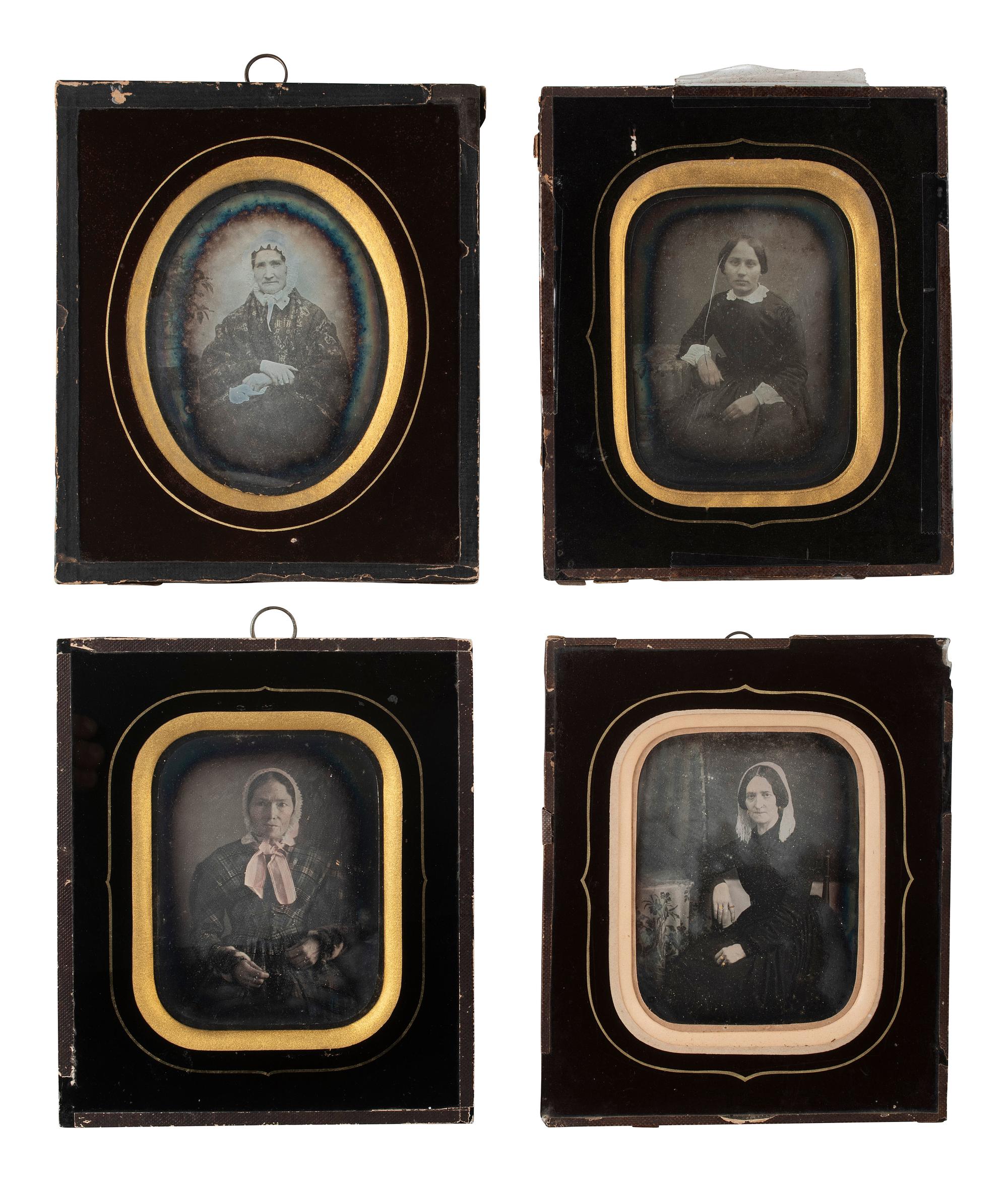 [EARLY PHOTOGRAPHY]. 17 likely European daguerreotypes of women housed in passe partout mounts.