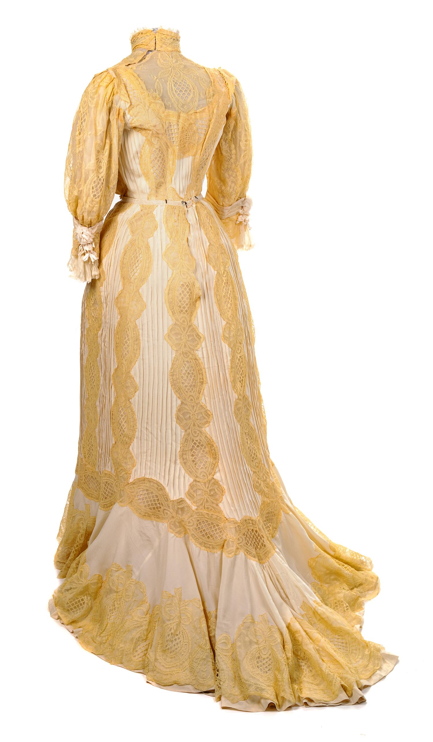 A Macheret Paris New York Cream Bodice and Skirt, 1900s No size label