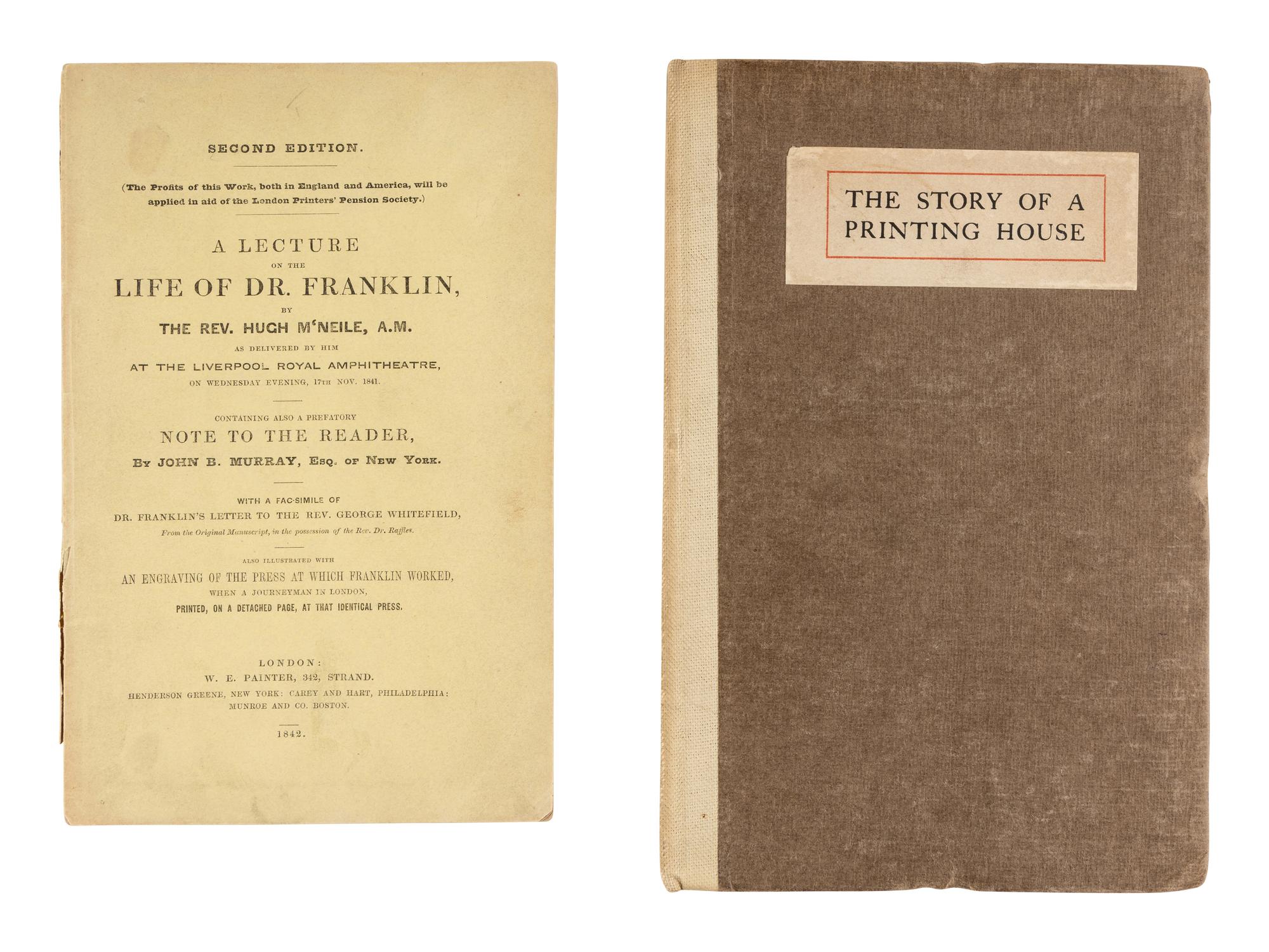[FRANKLIN, Benjamin (1705-1790)]. A group of 11 works by and about Franklin and contemporary printers, including:
