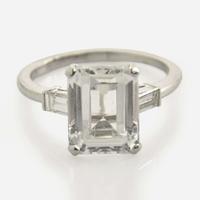 A Platinum, White Sapphire, and Diamond Ring Set