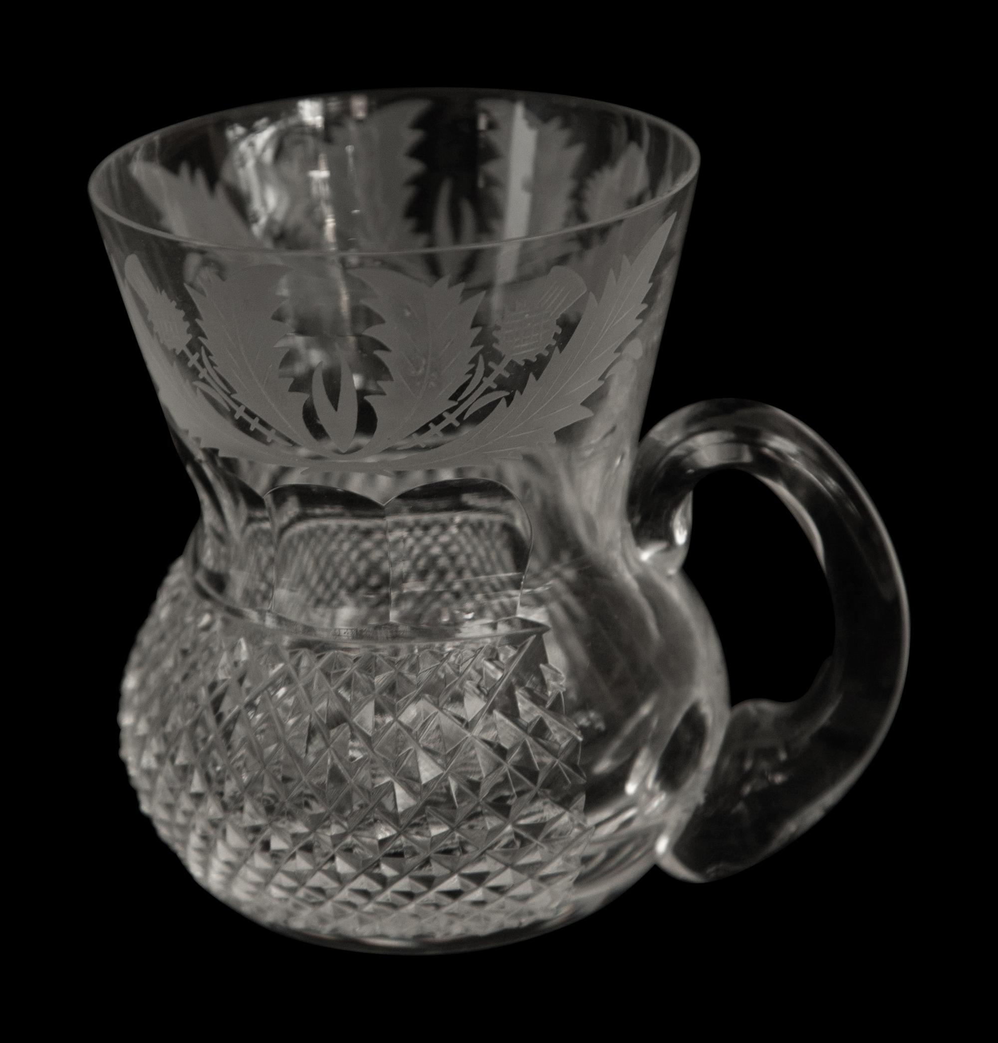 An Edinburgh Crystal Thistle Footed Punchbowl and Eight Punch Cups