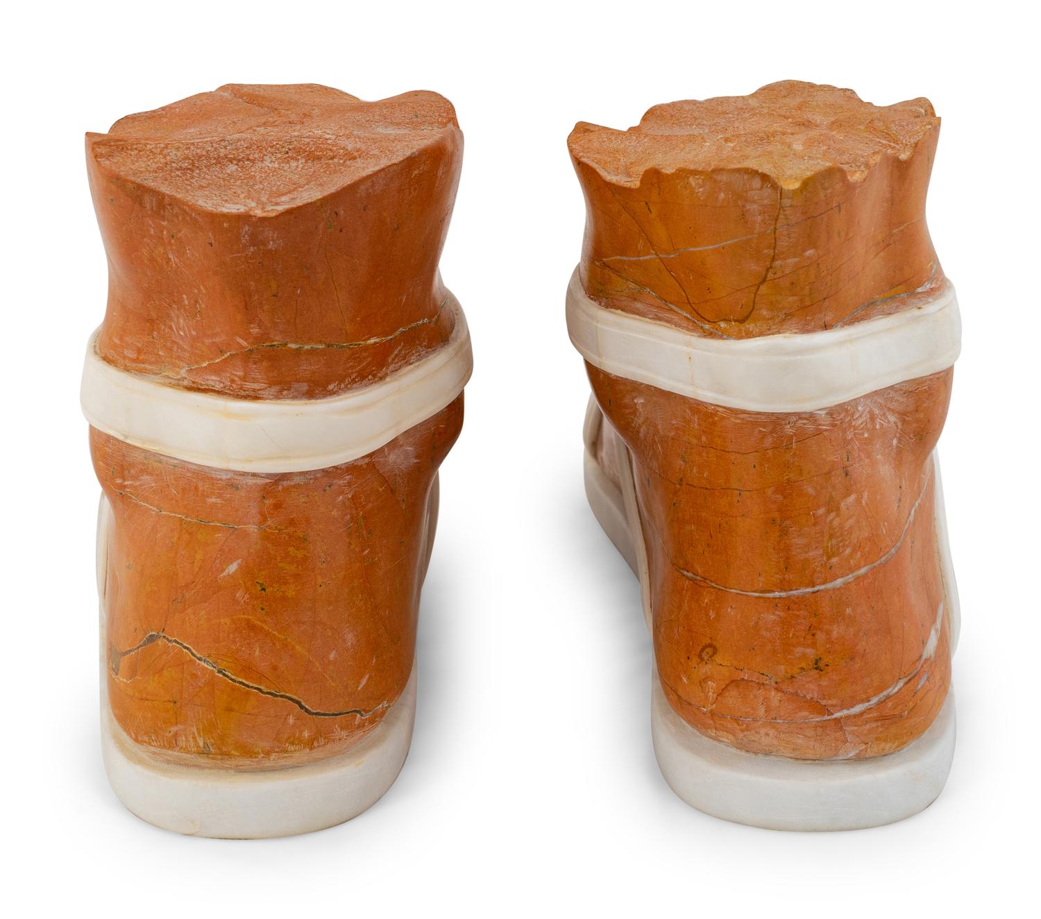 A Pair of Large Grand Tour Style Marble Models of Sandaled Feet