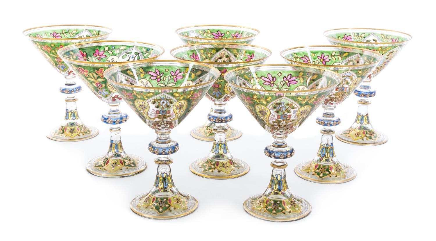 An Enameled Glass Table Service Diameter 14 inches.