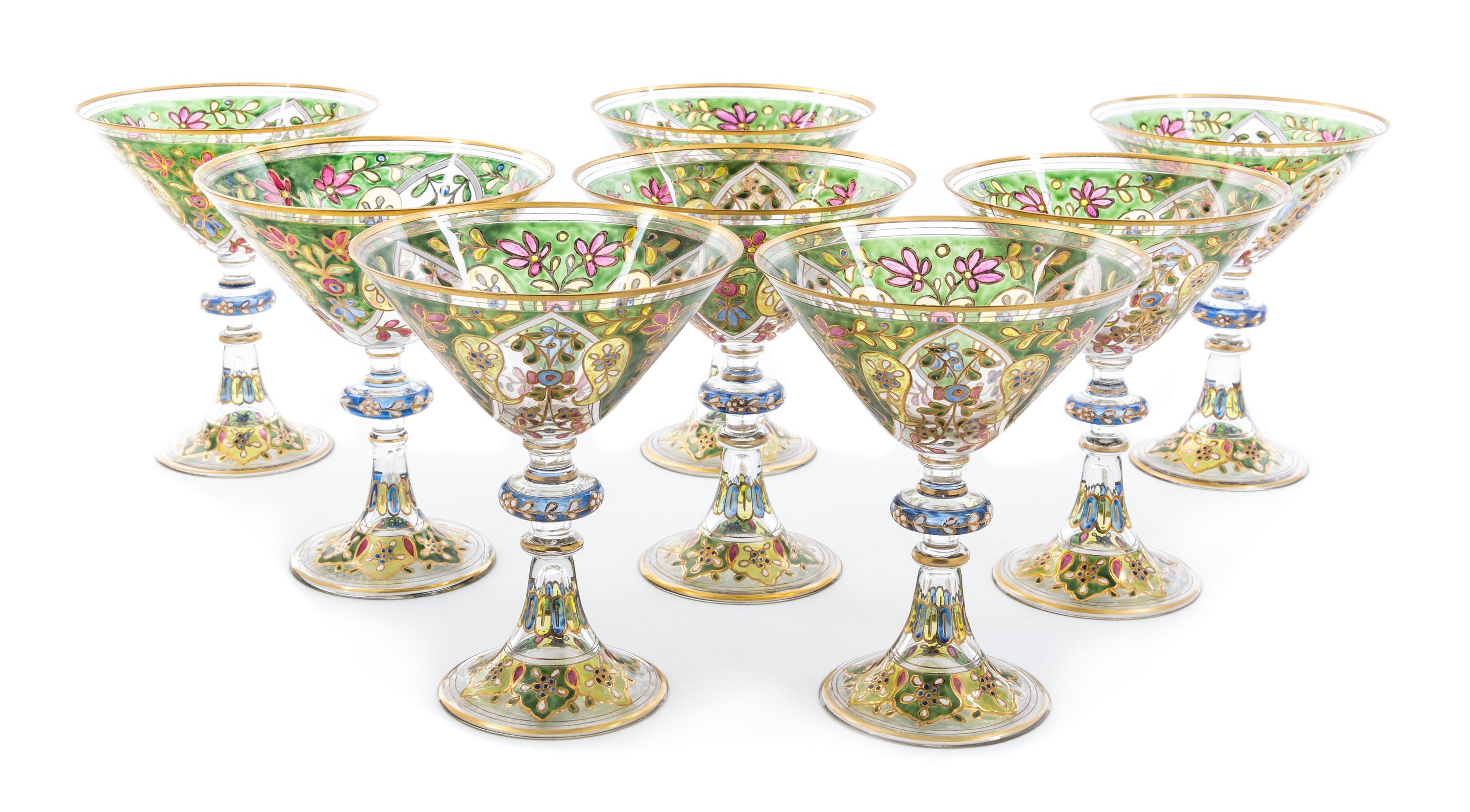 An Enameled Glass Table Service Diameter 14 inches.