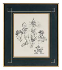 A Group of Notre Dame Artworks Including a Signed Heisman Trophy Lithograph