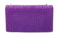 A Fendi Purple Monogram Embossed Leather Wallet/Shoulder Bag, 4" H x 7.5" W x .75" D; Strap drop: 19".