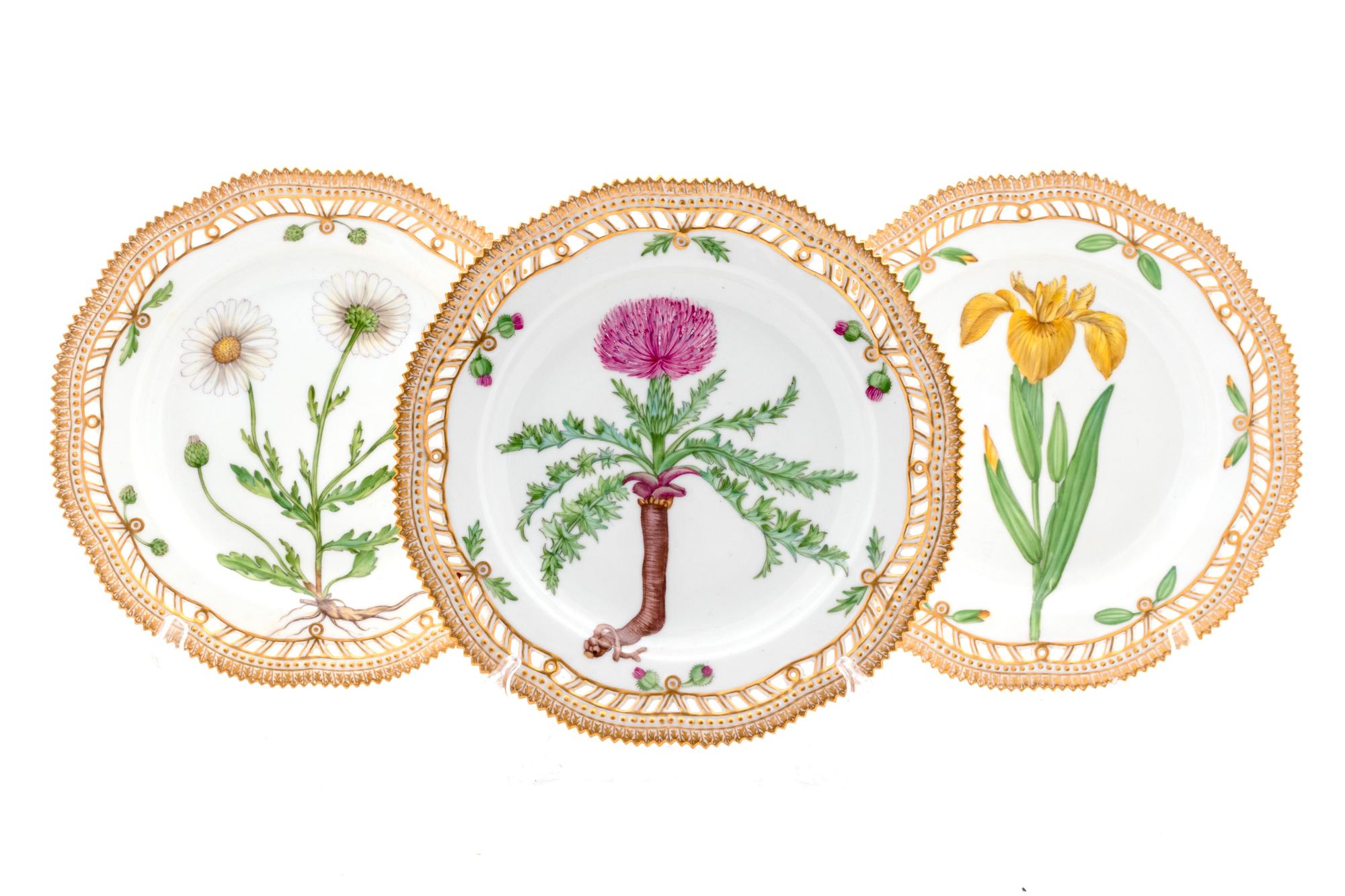 A Group of Three Royal Copenhagen Flora Danica Luncheon Plates — 20TH CENTURY