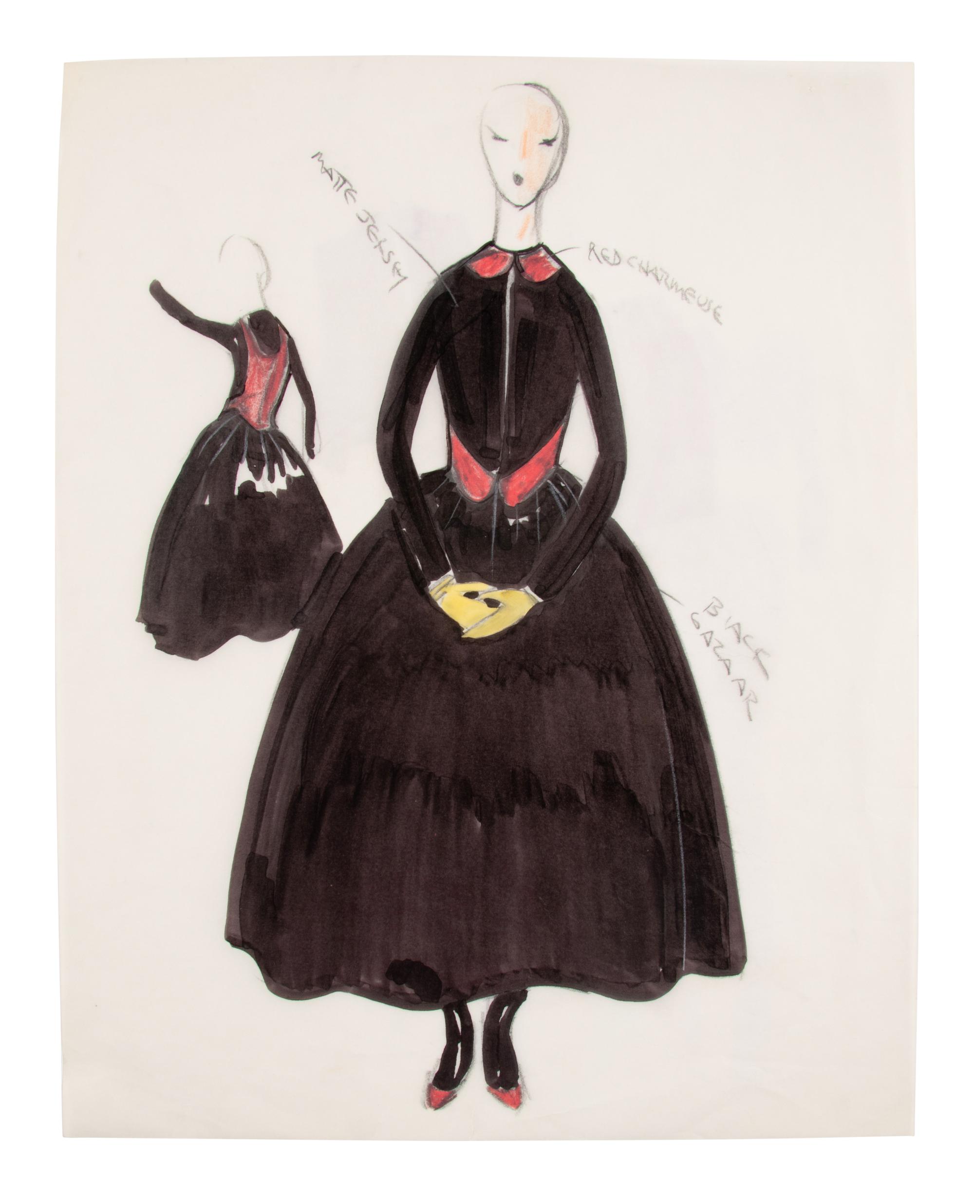 Group of Nine Geoffrey Beene Fashion Sketches , by Jesper Nyeboe