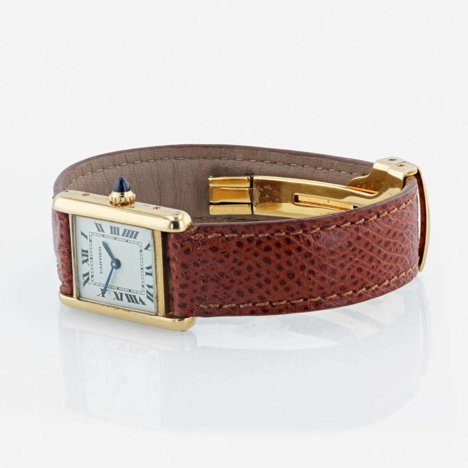 An 18K yellow gold strap watch, Must De Cartier Paris