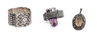 A Group of Mexican Silver Jewelry, Talleres de Ballesteros Length of first bracelet: 7 inches.