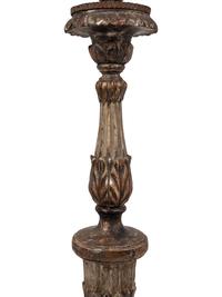 A Large Silvered Wood Pricket Mounted as a Lamp