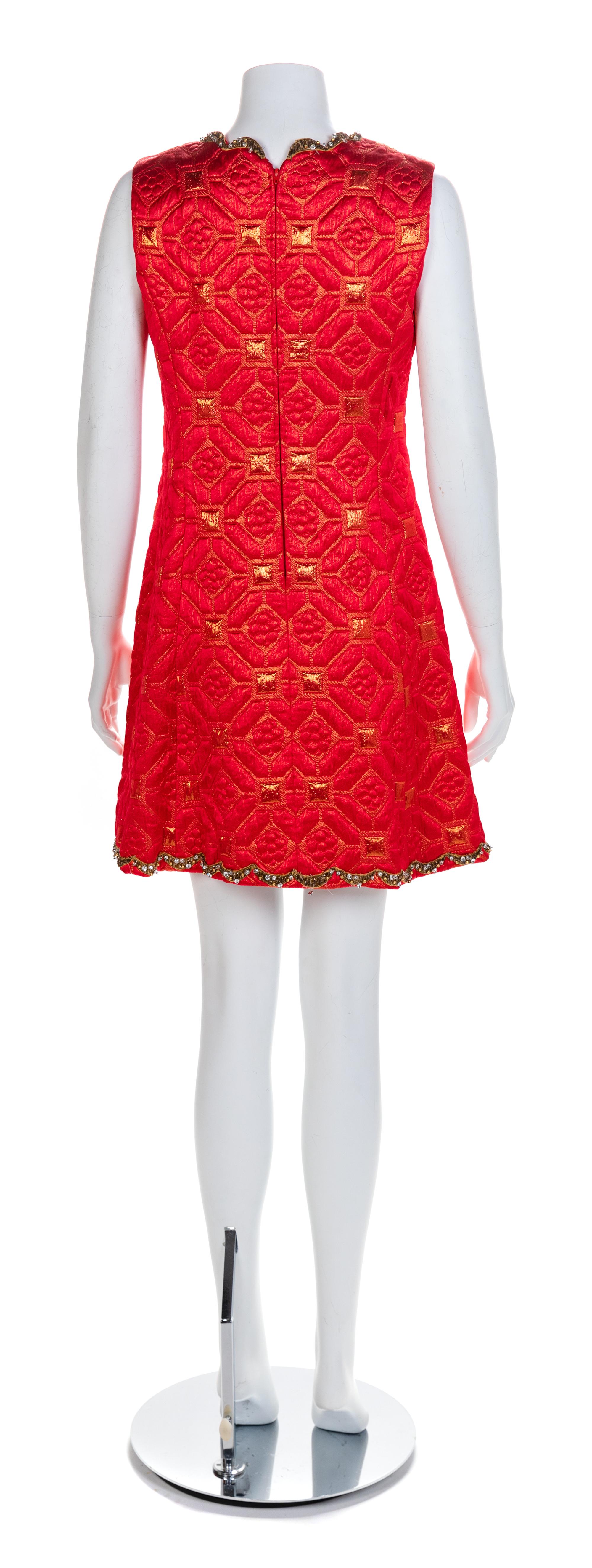 Oscar de la Renta Fur Trimmed Coat with Matching Dress, 1960-70s Size label: 8