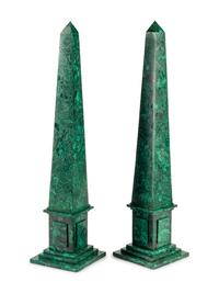 A Pair of Malachite Obelisks