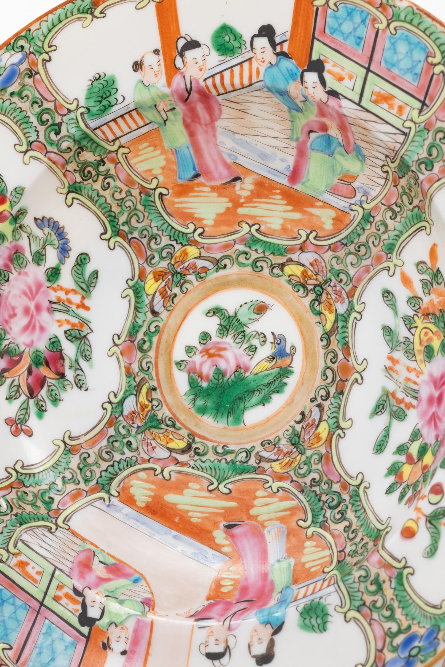 Four Chinese Rose Medallion Porcelain Plates