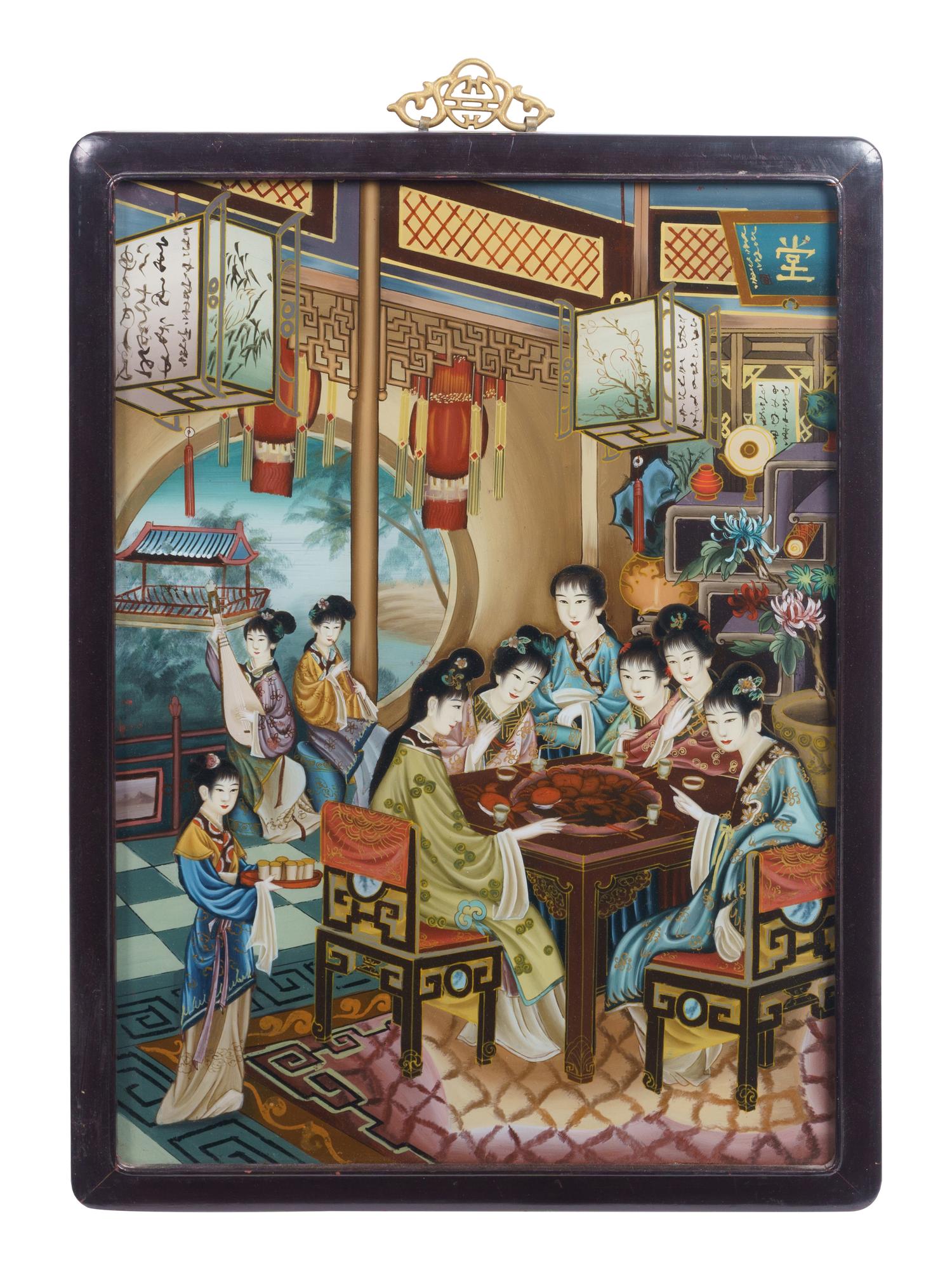 Two Reverse Paintings on Glass