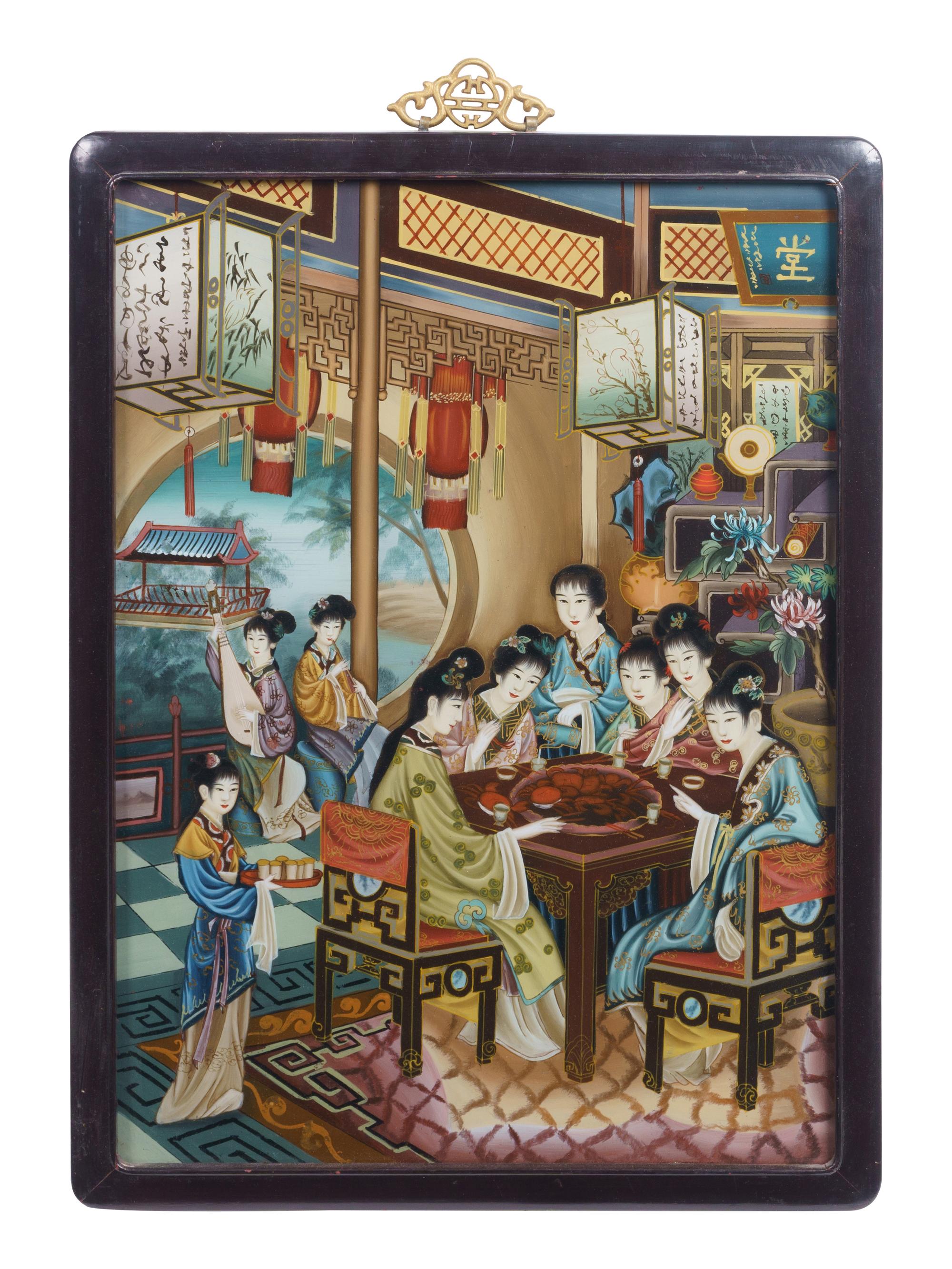 Two Reverse Paintings on Glass