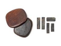 A Set of Five Chinese Inkcakes and One Inkstone Set