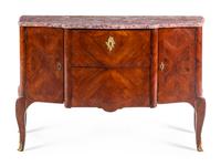 A Louis XV Style Tulipwood Marble-Top Server