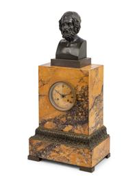 A Louis Philippe Bronze and Sienna Marble Mantel Clock