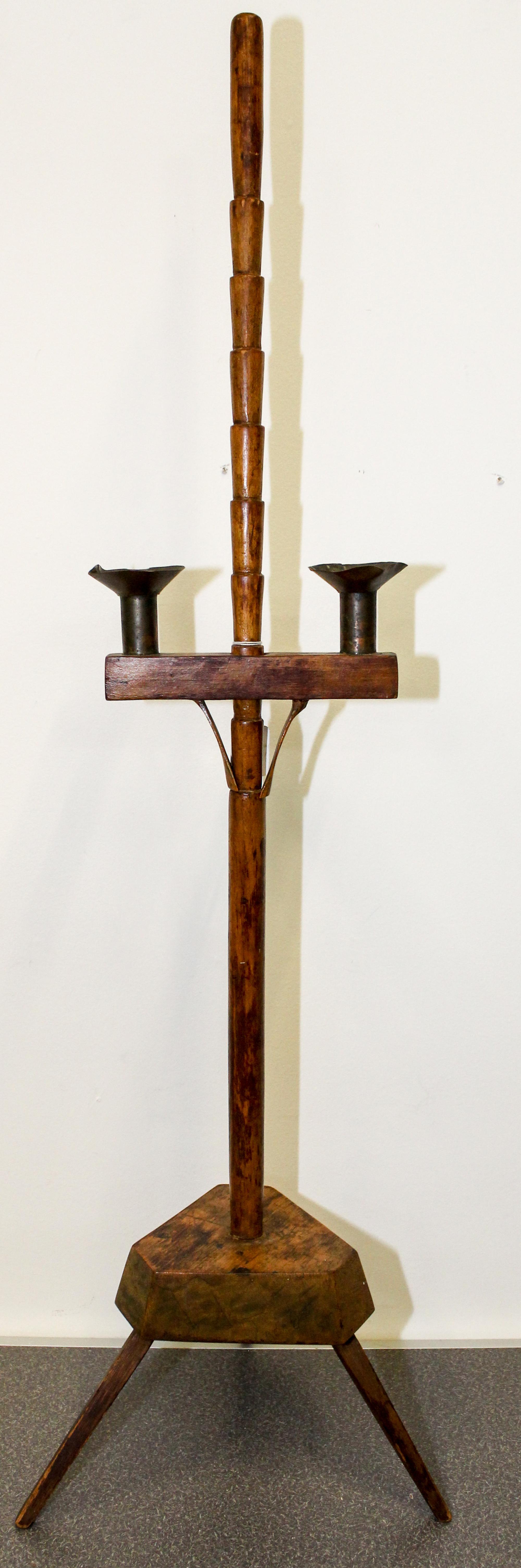 A Provincial Adjustable Candle Stand Height 42 inches. — 18TH/19TH CENTURY