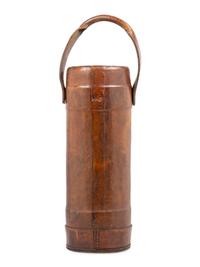 An English Leather Ammunition Bucket or Umbrella Stand