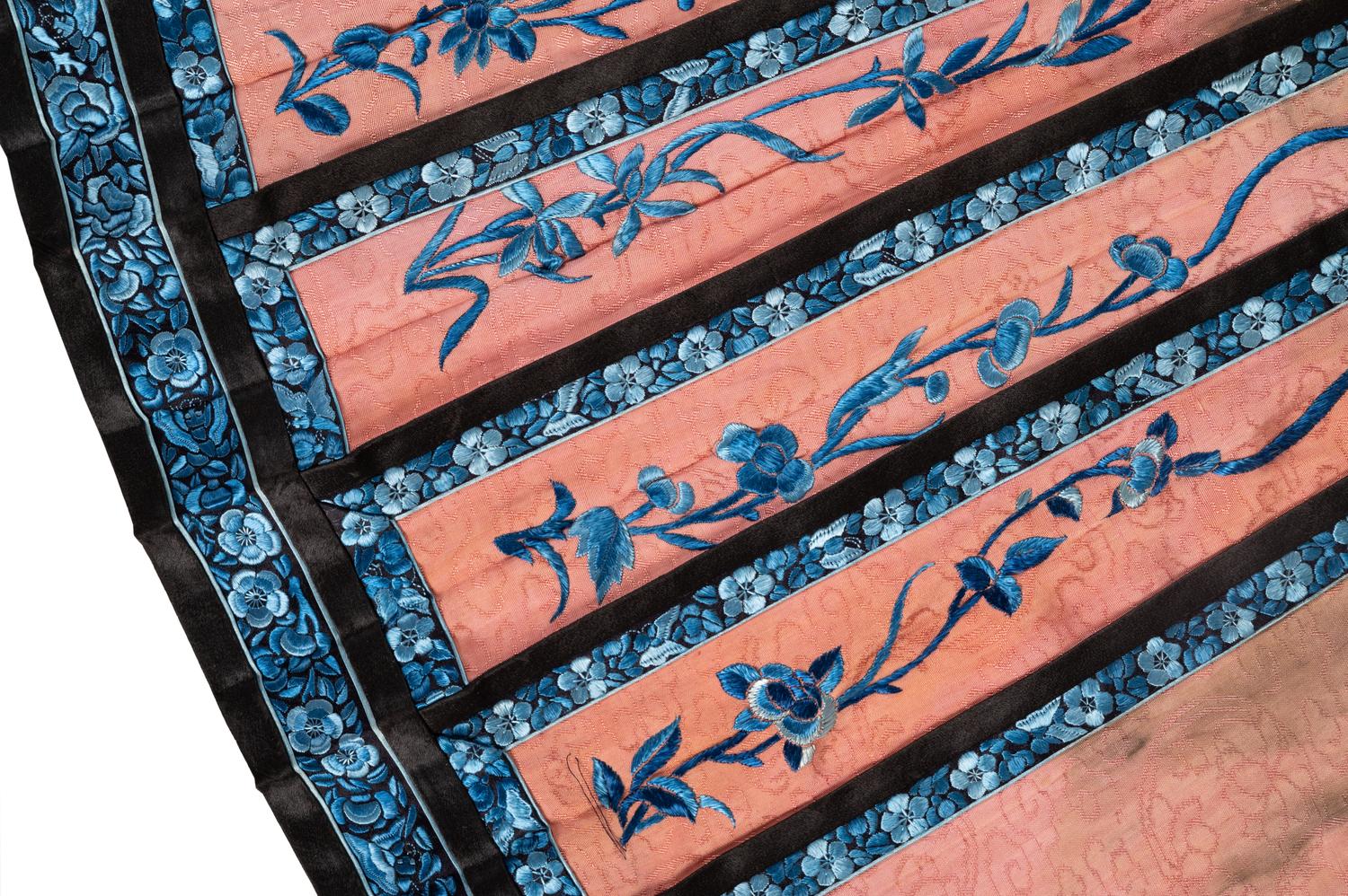 Two Chinese Silk Embroidered Apron Skirts