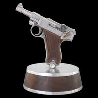 *Bright Finished John Martz Custom Baby Luger 9mm with Matching Stand