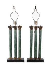 A Pair of Faux Marble Column-Form Table Lamps