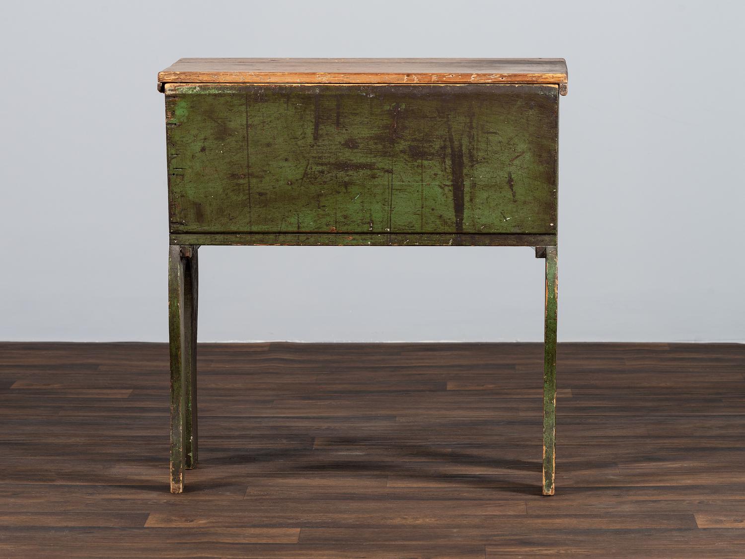 A Country Painted Pine Covered Dough Box