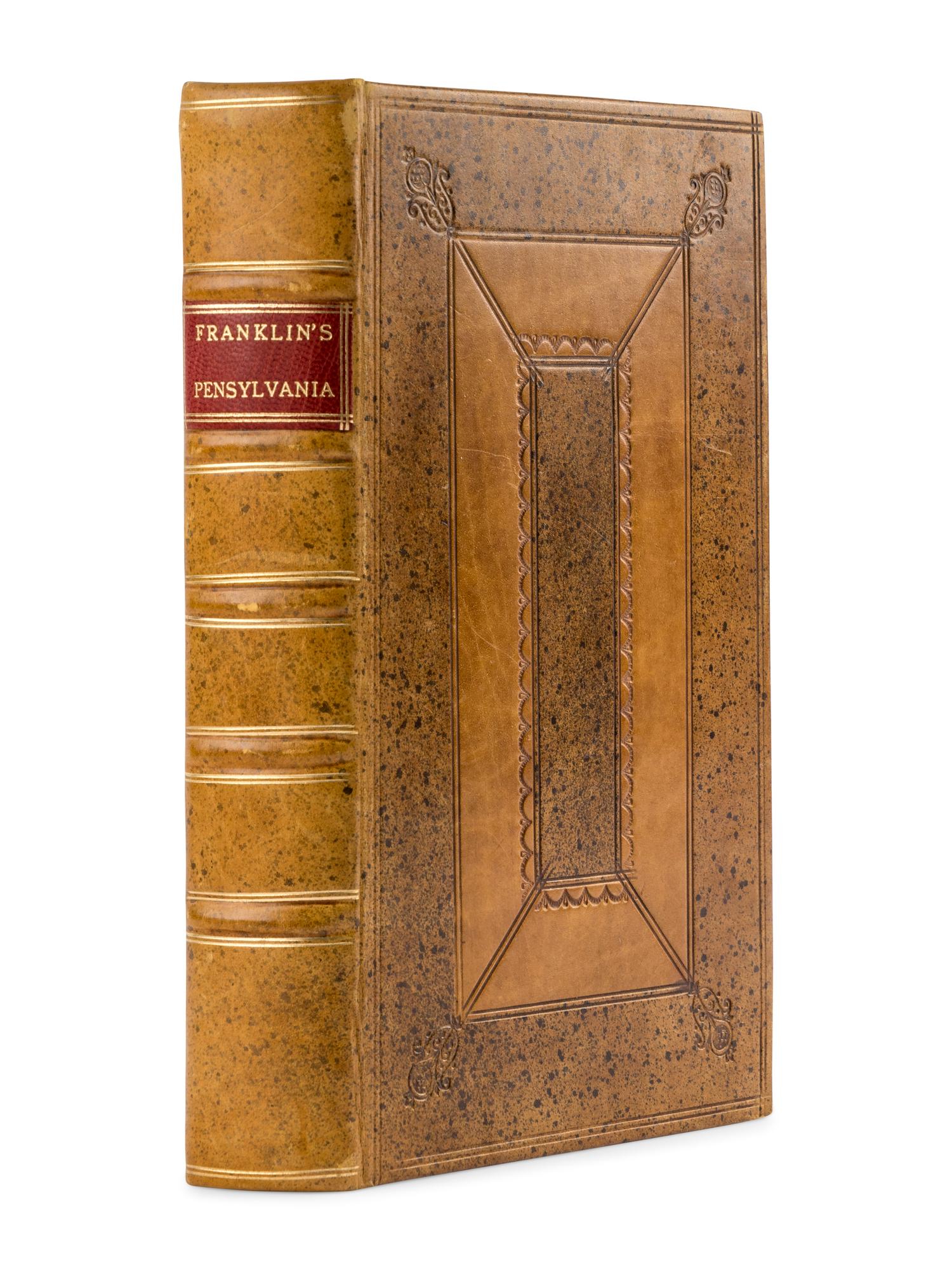 [FRANKLIN, Benjamin (1706-1790)] -- [JACKSON, Richard]. An Historical Review of the Constitution and Government of Pensylvania [sic], from its Origin . London: R. Griffiths, 1759.