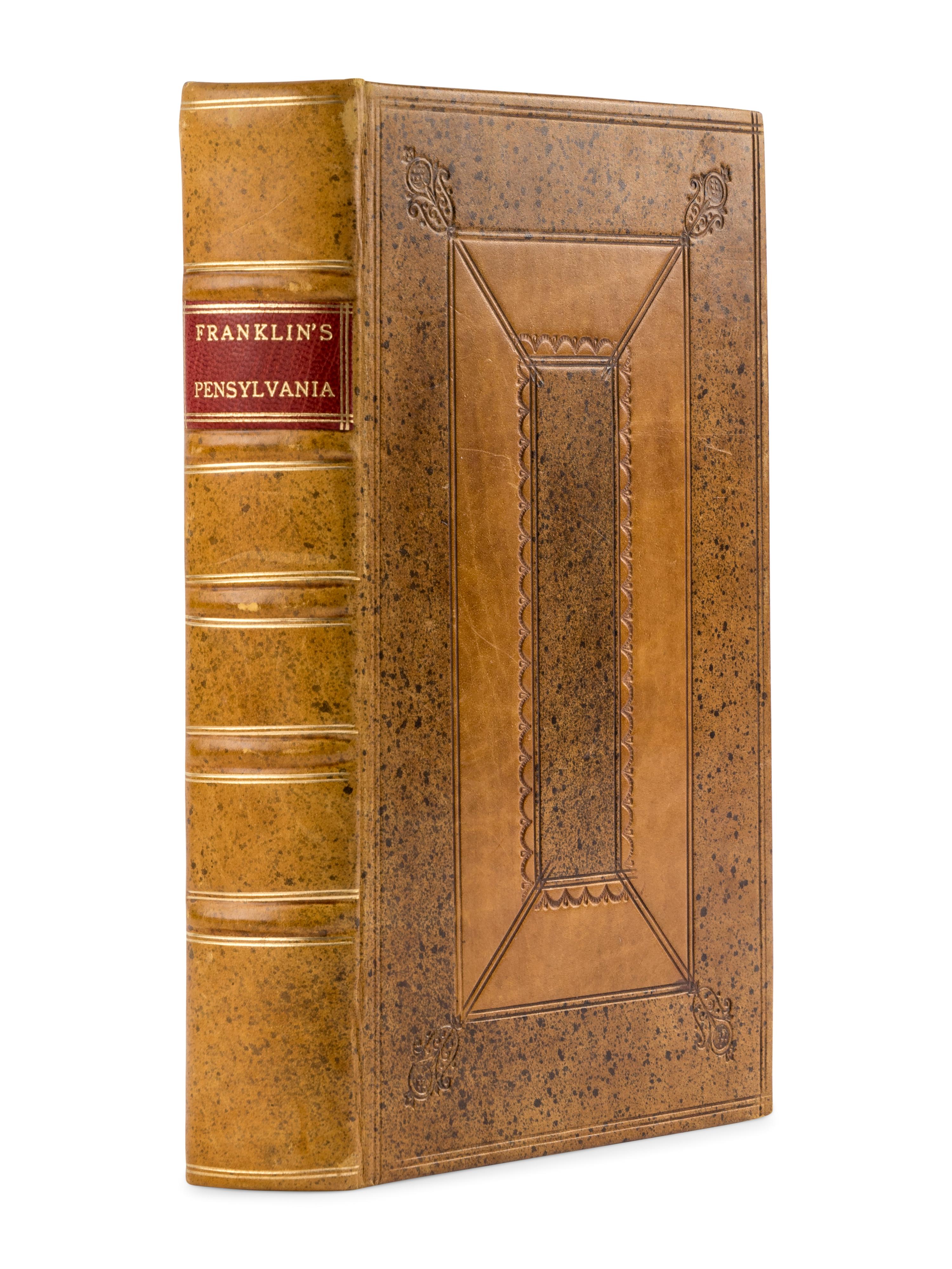 [FRANKLIN, Benjamin (1706-1790)] -- [JACKSON, Richard]. An Historical Review of the Constitution and Government of Pensylvania [sic], from its Origin . London: R. Griffiths, 1759.