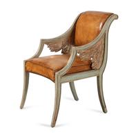 A Pair of Swedish Neoclassical Style Painted Armchairs