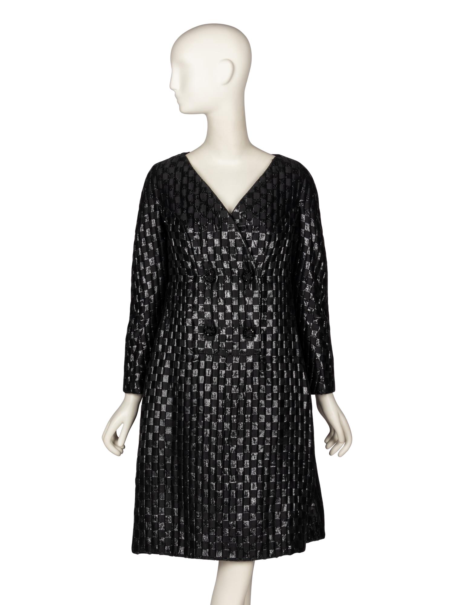 Galanos, Black Brocade Cocktail Dress