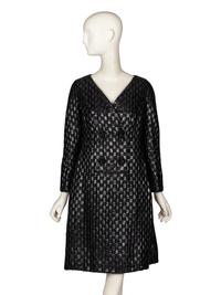 Galanos, Black Brocade Cocktail Dress