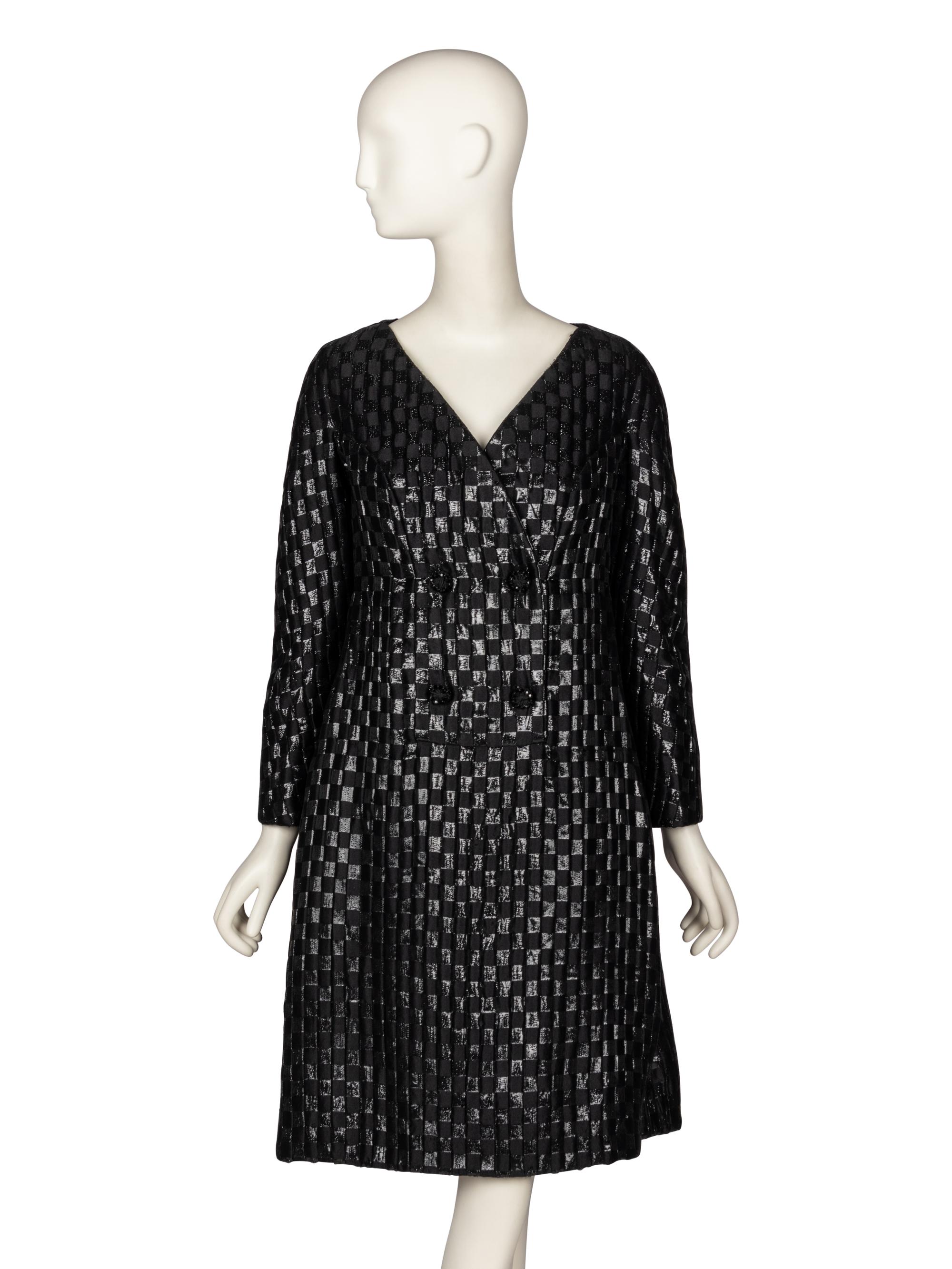 Galanos, Black Brocade Cocktail Dress