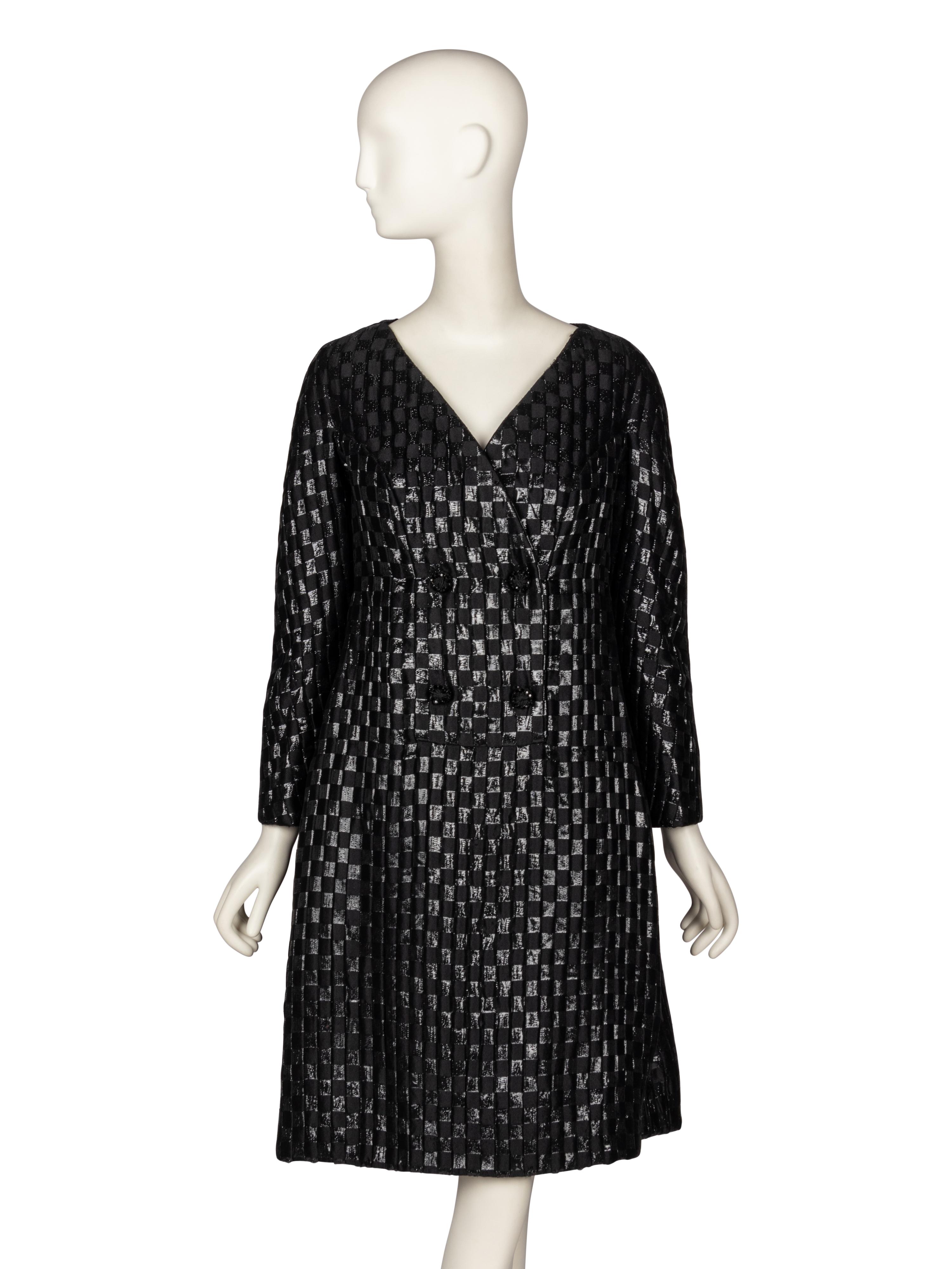 Galanos, Black Brocade Cocktail Dress