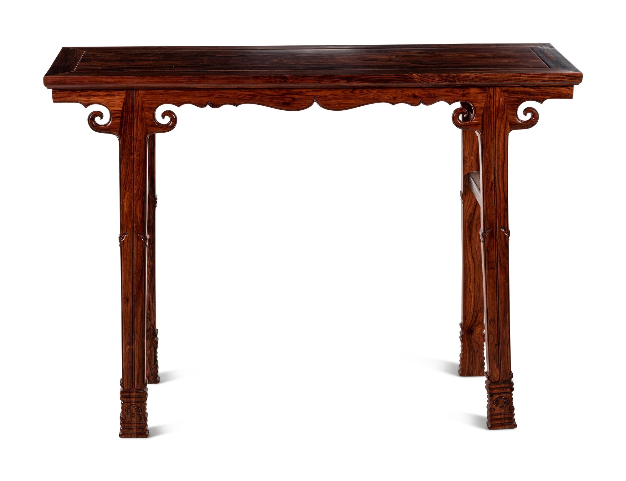 A Chinese Huanghuali Recessed-Leg Altar Table, Qiaotou'an
