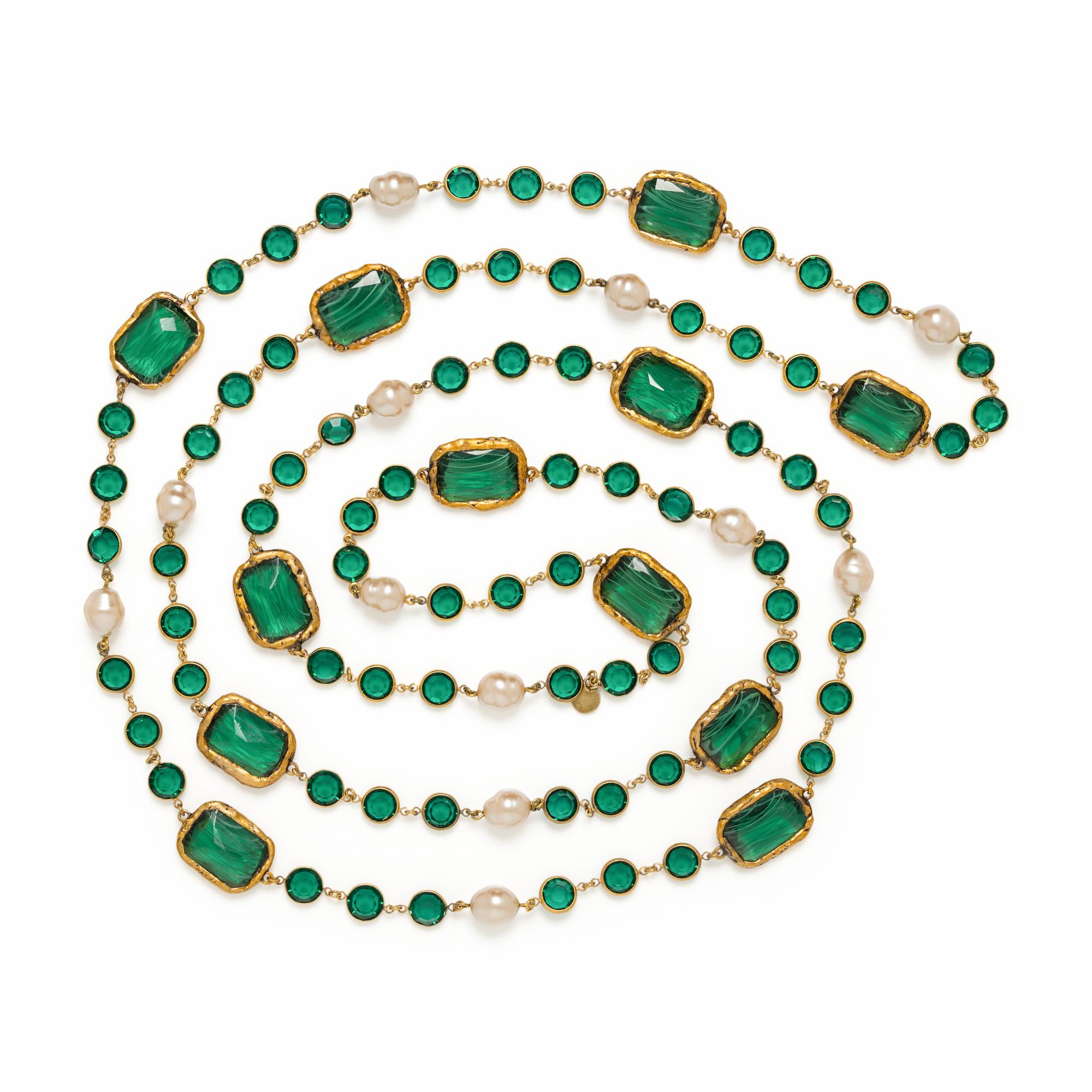 Chanel, Green Glass Oversized Sautoir, 1981