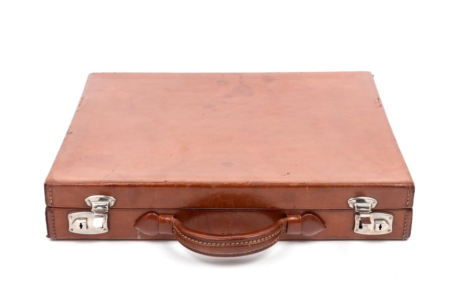A Leather-Cased Set of Silver-Plate Flasks Retailed by Abercrombie & Fitch