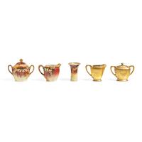 A Group of Eight Enamel and Gilt-Decorated Porcelain Tablewares