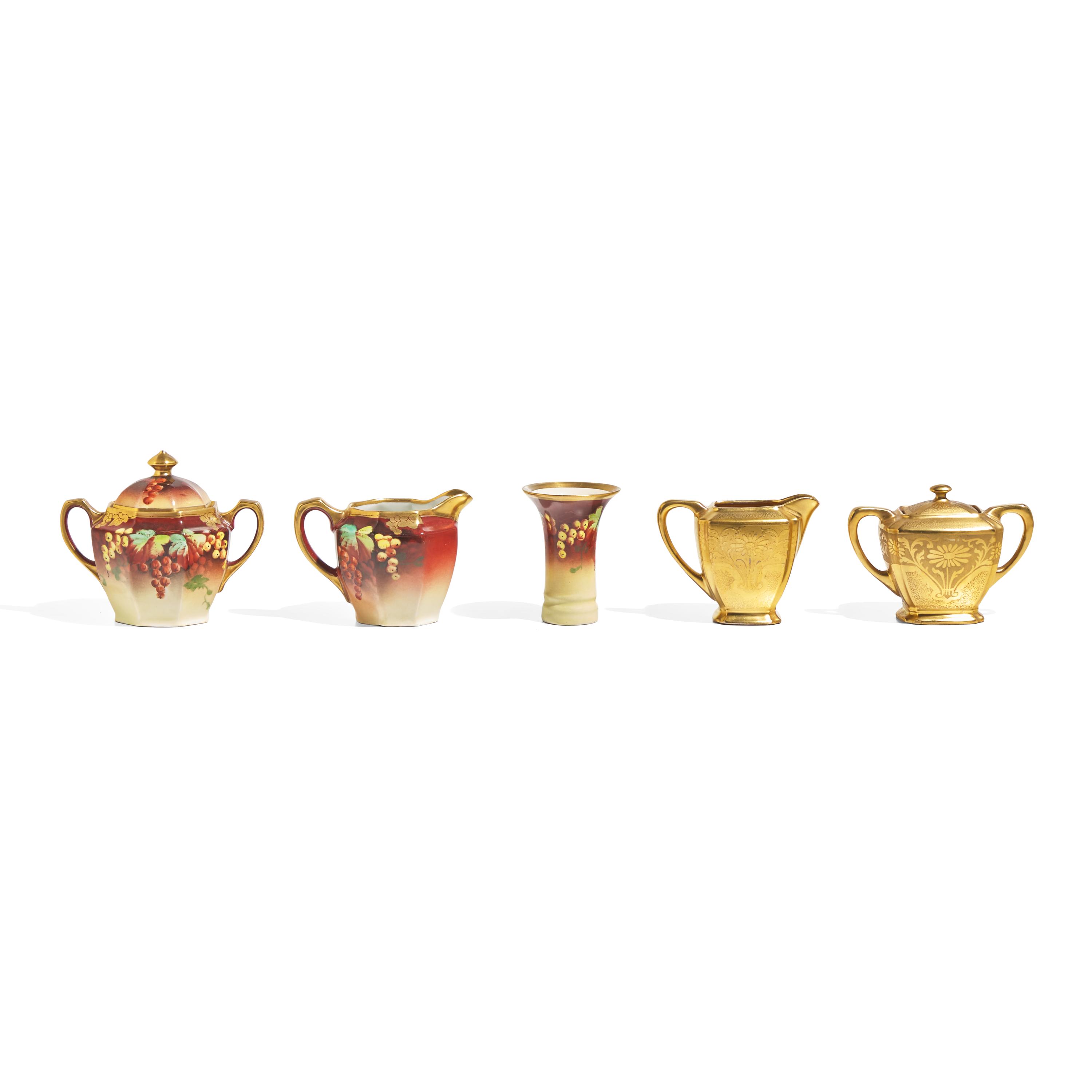 A Group of Eight Enamel and Gilt-Decorated Porcelain Tablewares